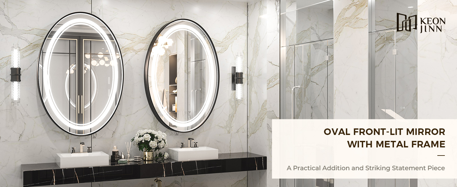 Keonjinn 22 x 30 Inch Oval LED Mirror for Bathroom with