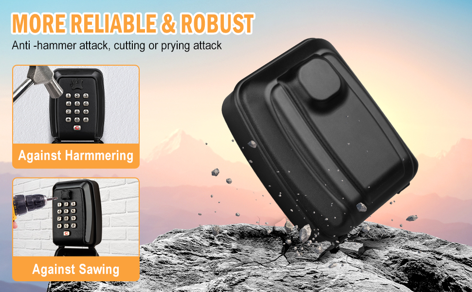 HUANLANG Key Lock Box Wall Mount 12Digit Combination Lock