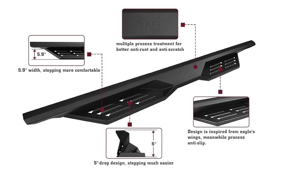 TAC Running Boards Fit 20052023 Toyota Double Cab