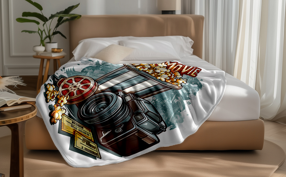 Movie Popcorn Gifts Throw Blanket for Adult Kids, Movie