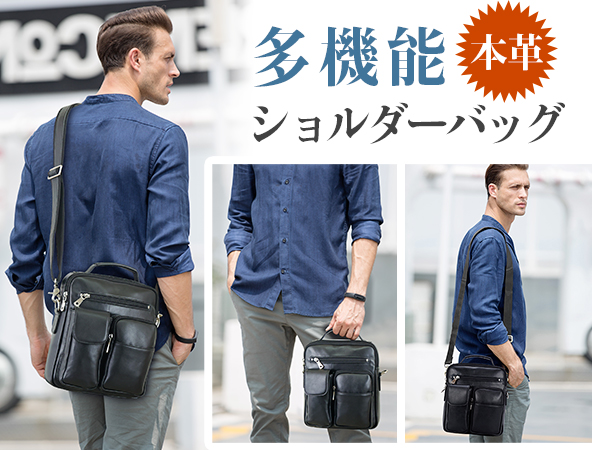 Amazon | [Masa Kawa] 雅革 ショルダーバッグ メンズ 本革 縦型