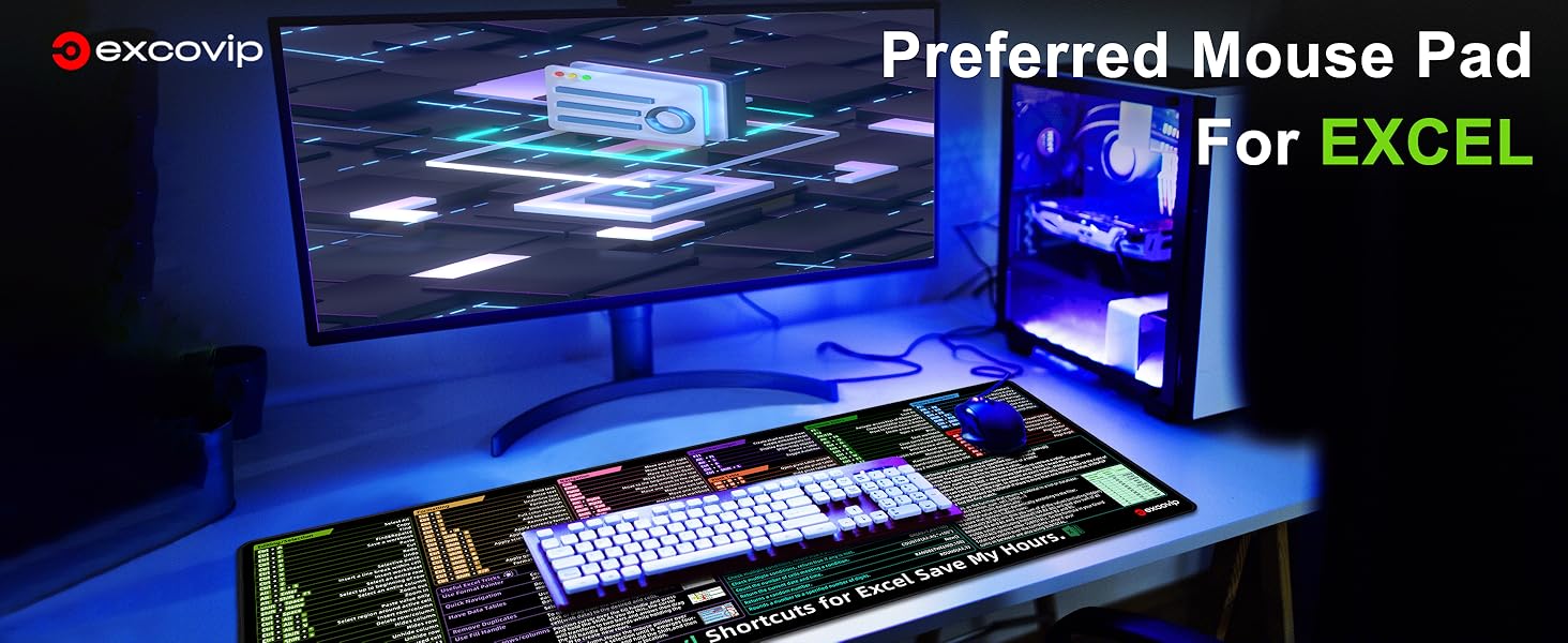 excovip Large Mouse Mat XL, Office Shortcut Mouse Pad, Extended ...