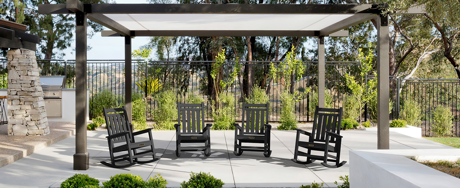 black outdoor rocking chairs set of 4