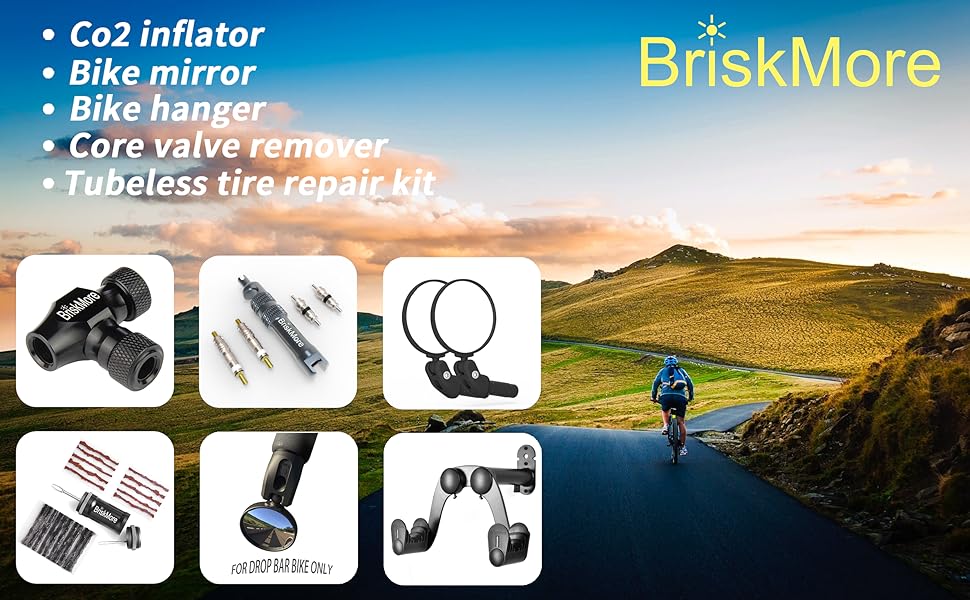 BriskMore CO2 inflator Kit for Bike Tires, Presta and Schrader Valve