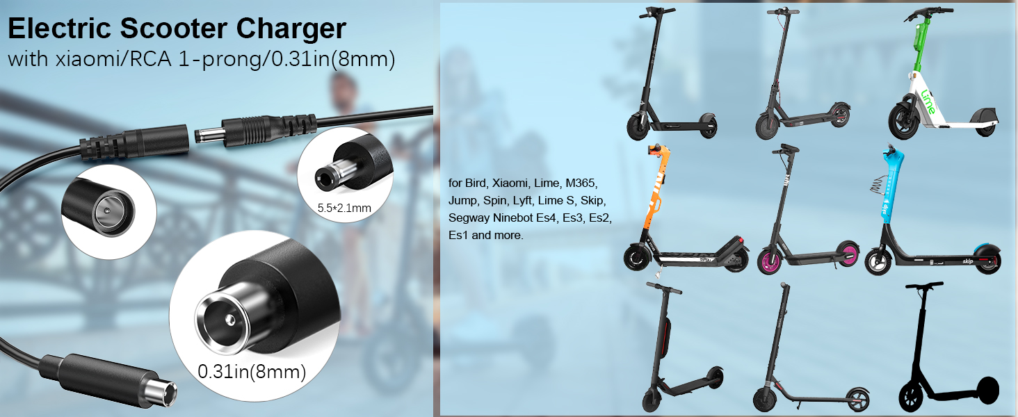 42v 2a replacement charger for electric scooter 42V/36 V lithium lithium battery, scooter charger for Gotrax, Jetson, Swagtron, Brid, Segway, Razor, Sisigad, Xiaomi and others 18 Jetson electric bike charger