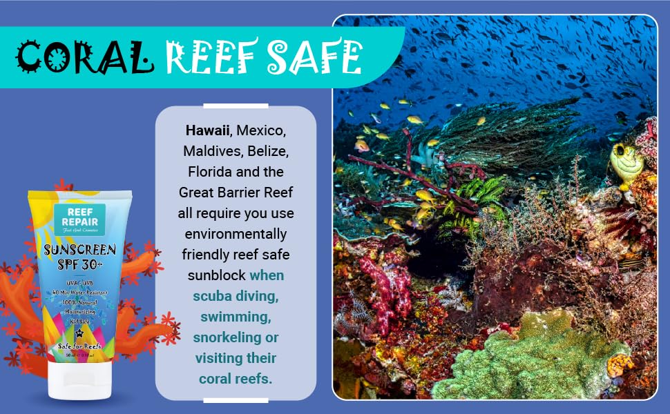 Reef Repair is a (non nano) Zinc Oxide based reef safe sunscreen 100% Oxybenzone / Octinoxate free