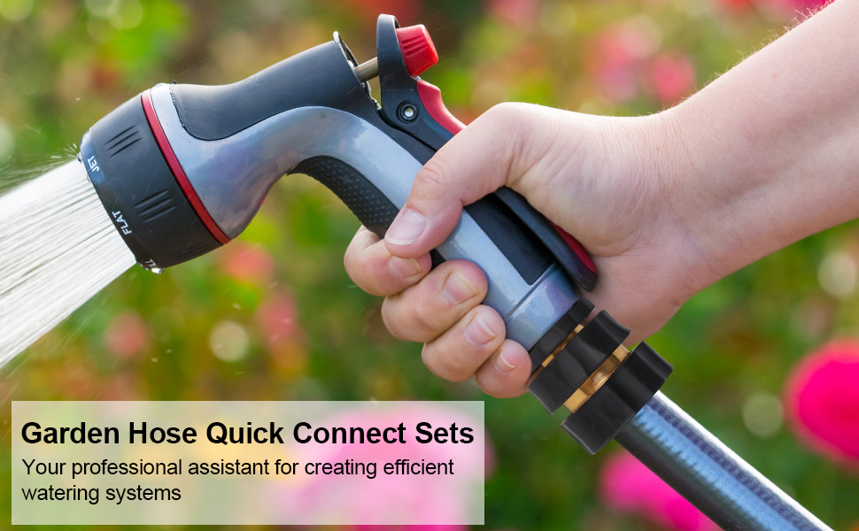 (4 Set) Garden Hose Quick Connector, 3/4 Inch Male and