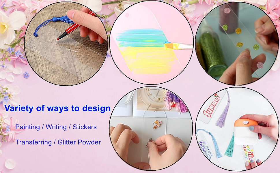 Clear Acrylic Bookmarks blanks with Colorful Tassels for DIY Crafts Hanging Tag Gift Tag Price Tags