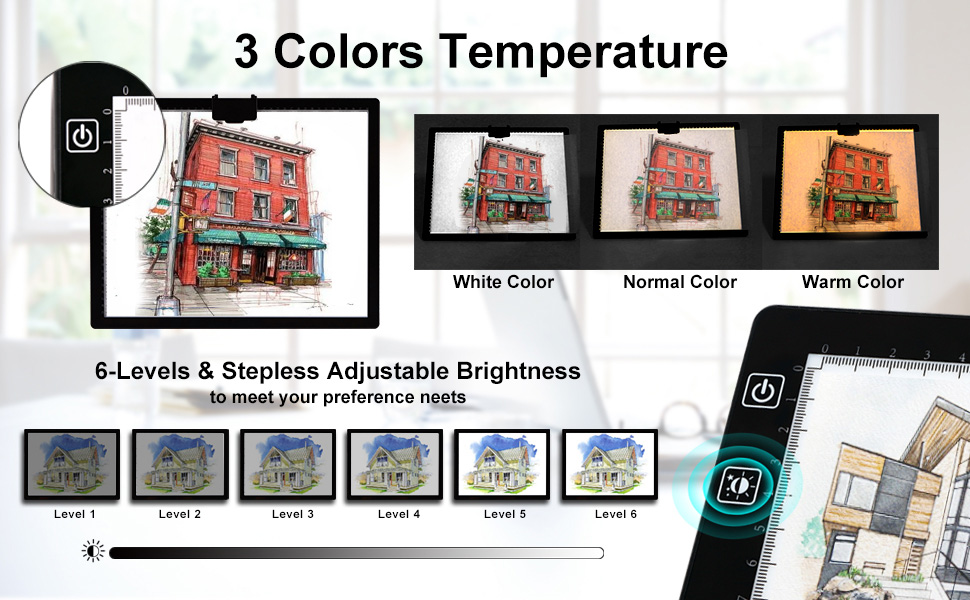 A3 Light Box, Wireless Battery LED Light Pad with Stand 6 Adjustable