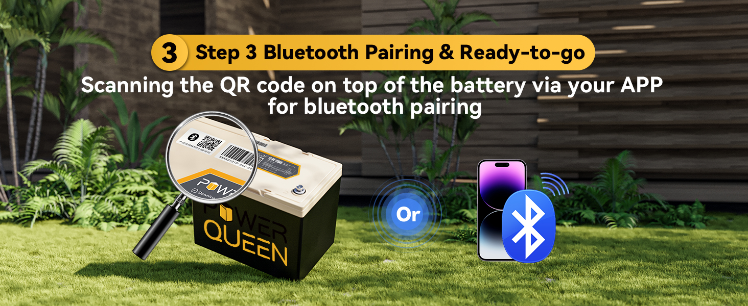 Power Queen 24V50Ah LiFePO4 Battery with Bluetooth 5.0