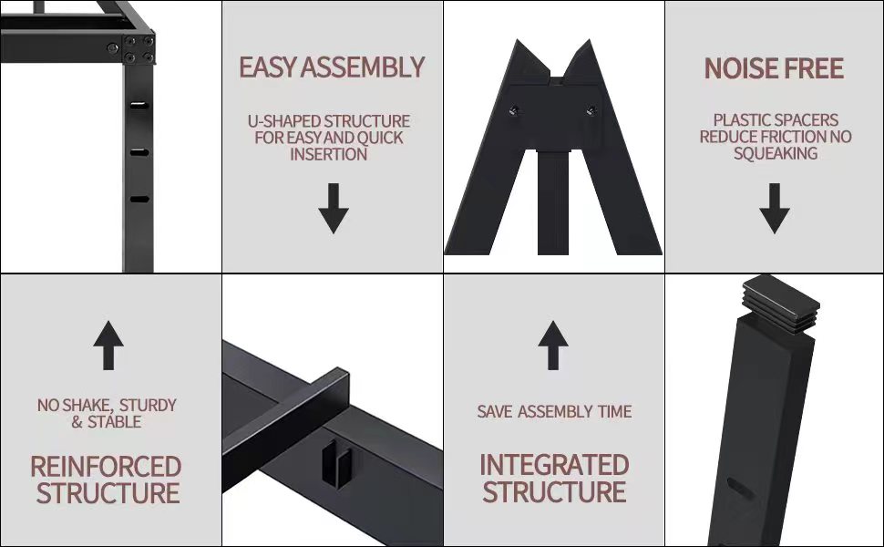 ALDRICH Metal Bed Frame Queen Size 16 Inch Tall Black