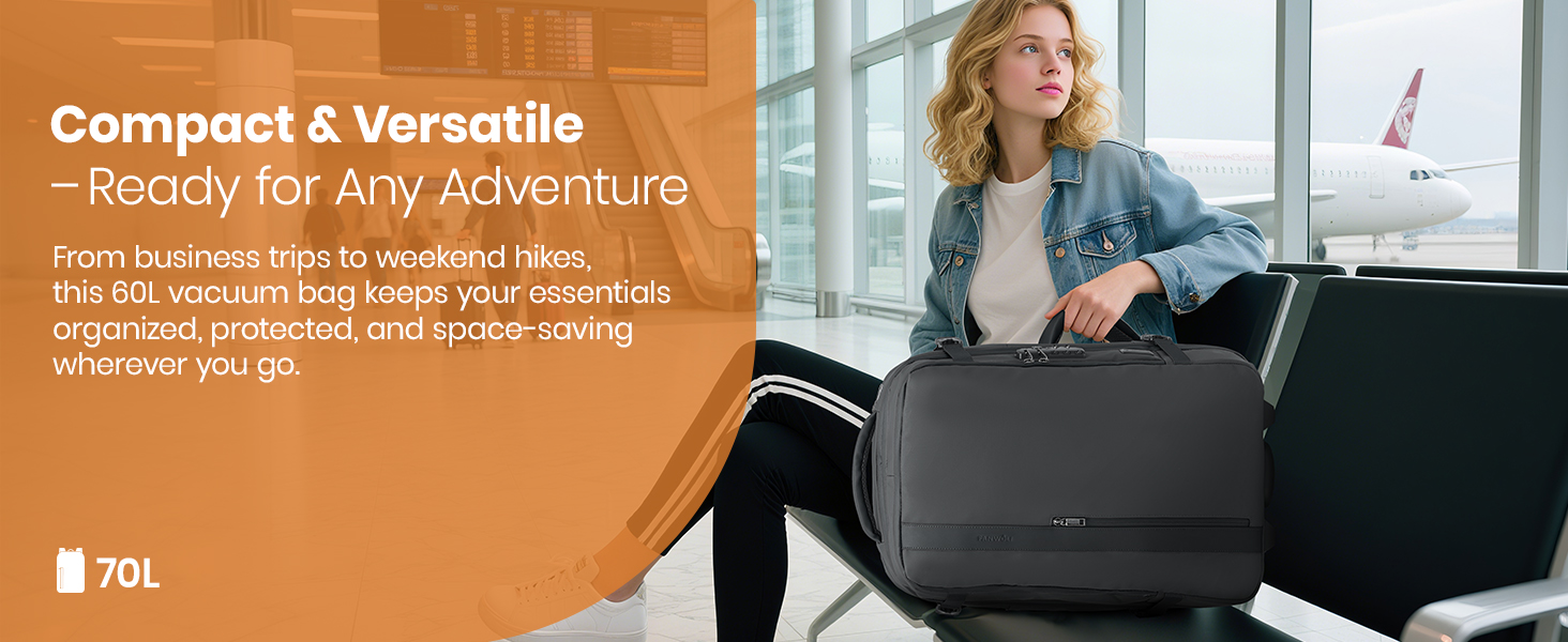 vacuum travel backpack with pump