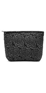 Rose black large makeup bag