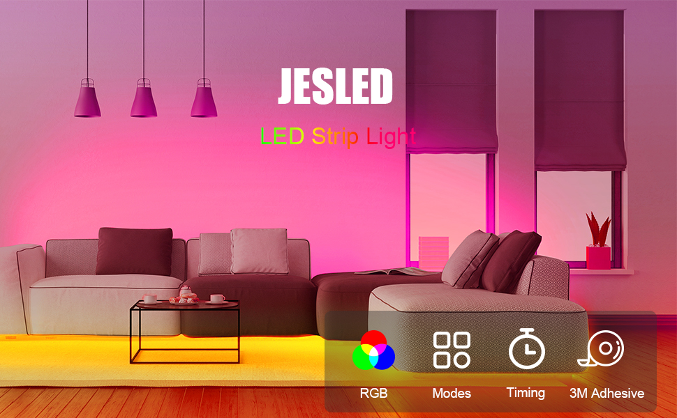 JESLED LED Strip Lights, 10M RGB LED Light Strips with 44Key Remote