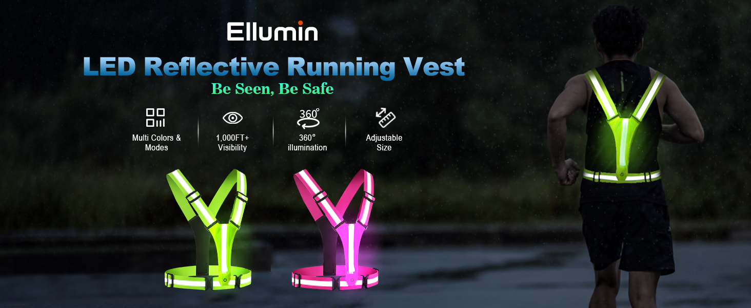 ELLUMIN LED Reflective Running Vest Gear, Rechargeable 5