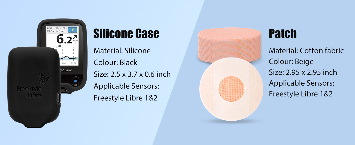 The silicone case for Libre 2 reader diabetic sensor covers with Adhesive Patches