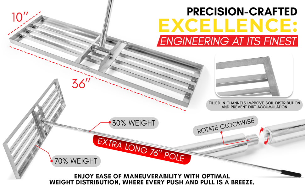 lawn leveling rake levelawn tool leveler dirt ground yard heavy duty stainless steel gardening