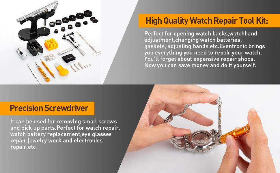 Version】Eventronic Watch Repair Tool Kit + Watch Press Set, Professional Spring Bar