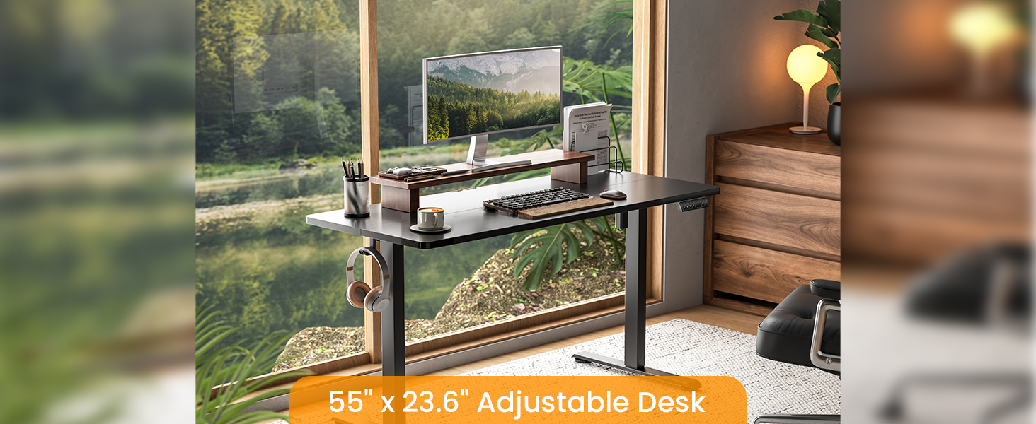 standing desk 55 inch black large big table