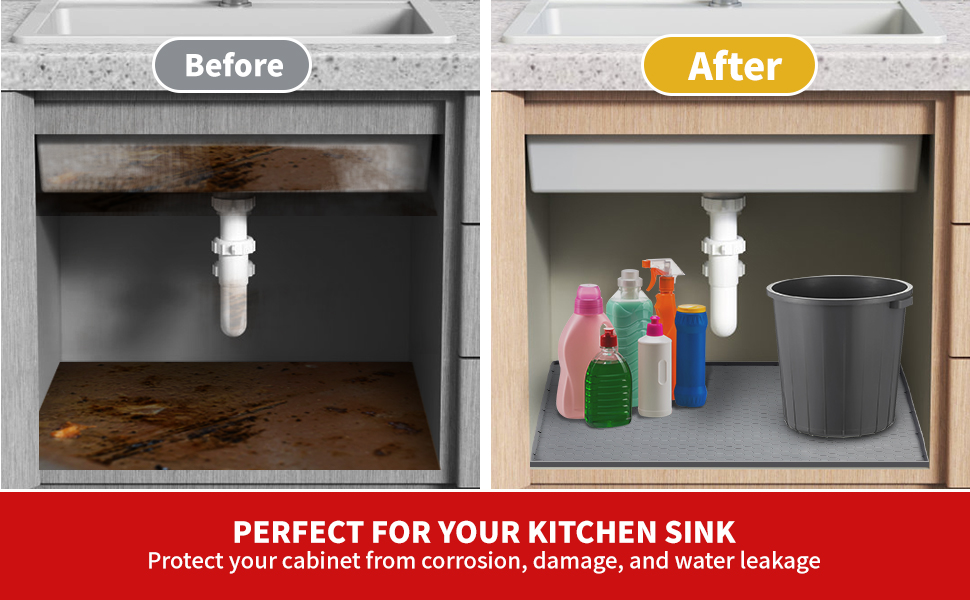 Under Sink Mat ，34 X 22 in Under Sink Mats for Kitchen