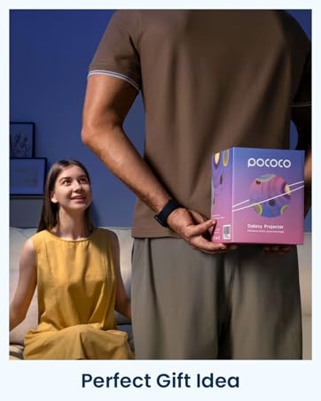 Purple Pococo product box being held up in an indoor setting against a dark blue background, presented as a gift item.