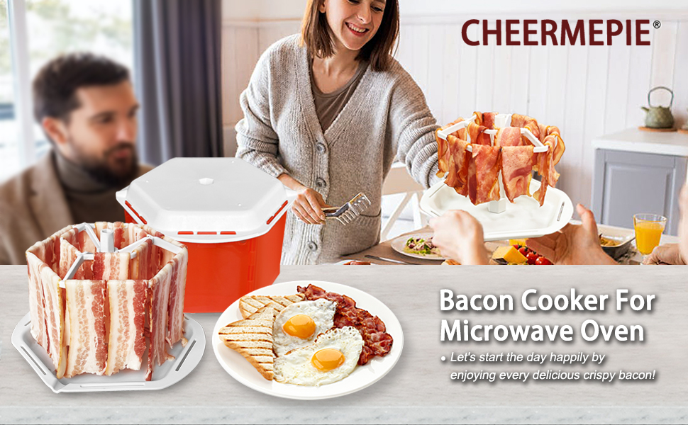 Bacon Cooker for Microwave Oven, Cheermepie Large Capacity