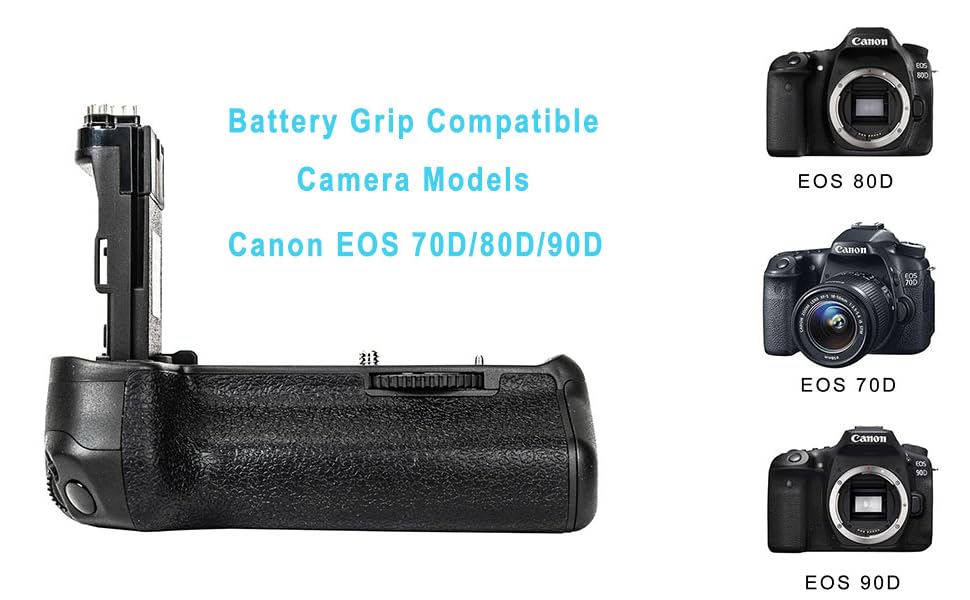 Amazon.com : BG-E14 Battery Grip for Canon EOS 70D/80D/90D DSLR Camera ...
