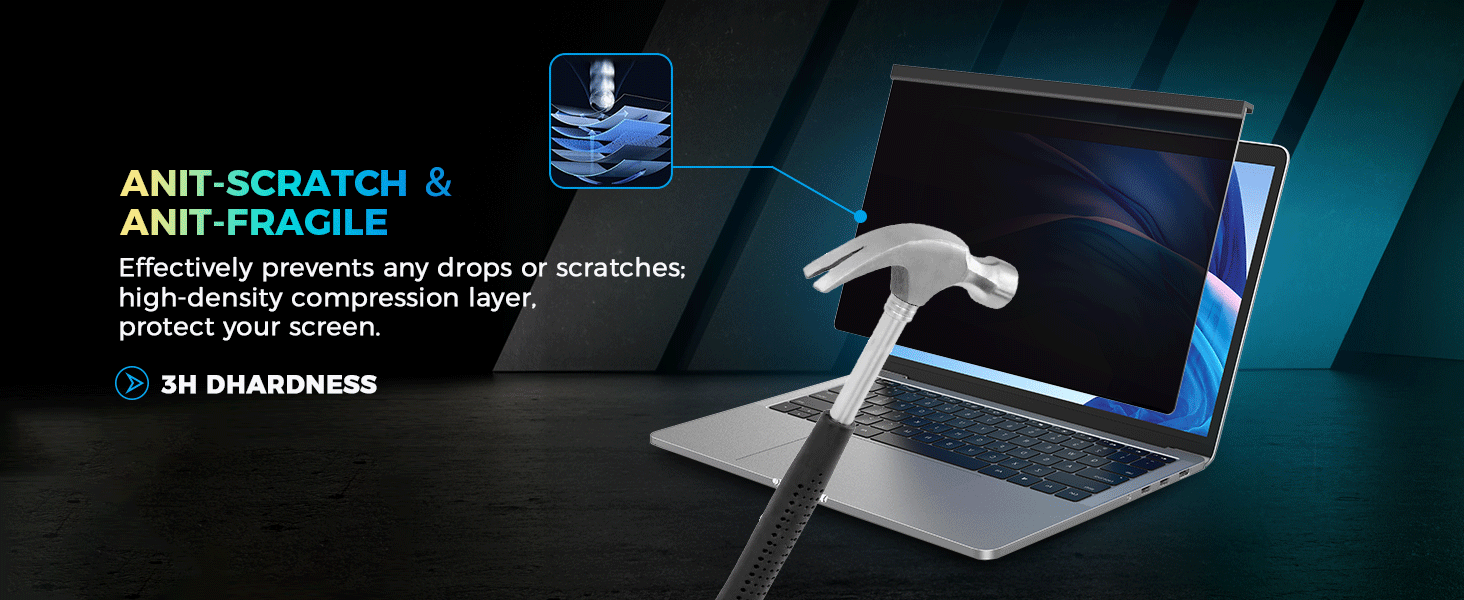 Laptop Privacy Screen 14 Inch Hanging, Removable Laptop