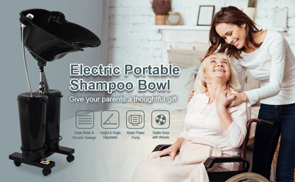 SyyBhb Rechargable Electric Portable Shampoo Bowl with Pump, Portable Hair Washing