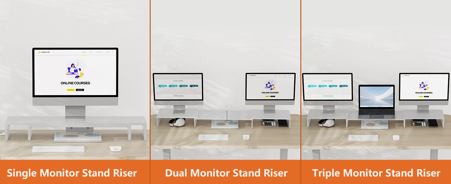 dual wood monitor stand riser