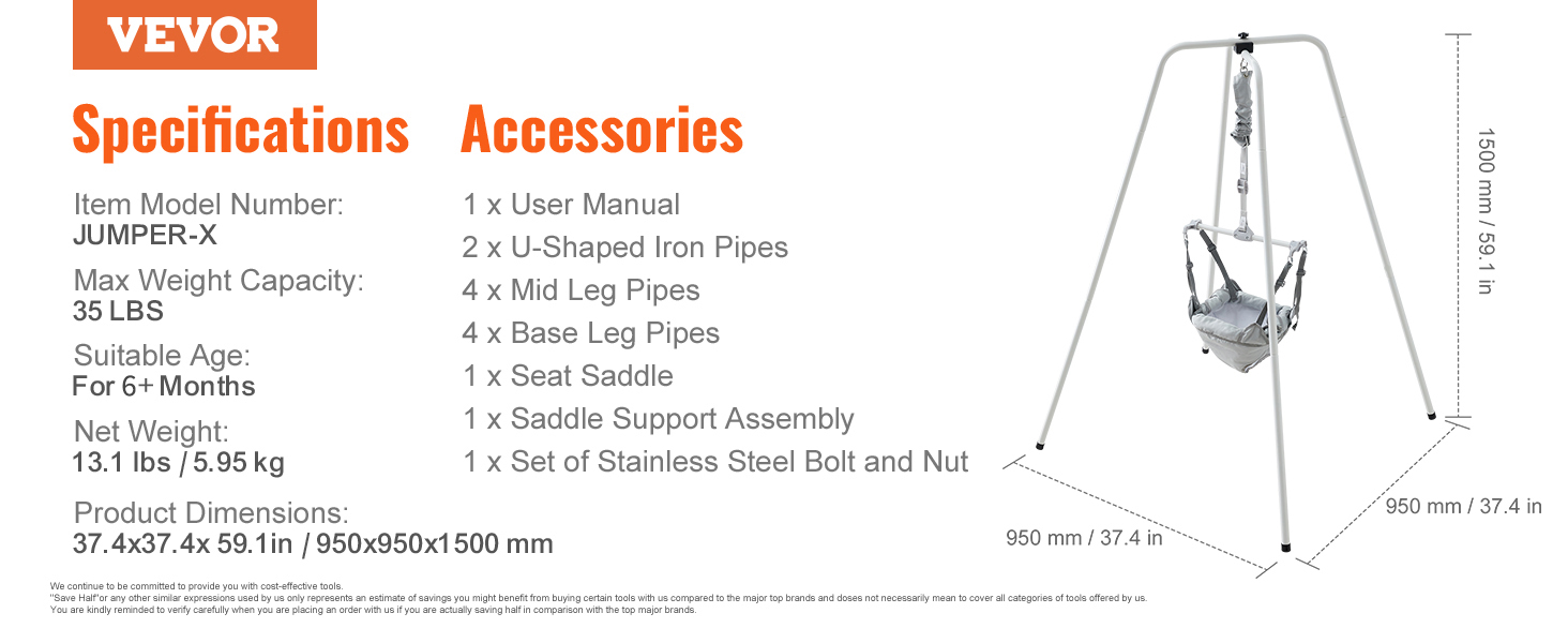 VEVOR Baby Jumper with Stand, HeightAdjustable Baby