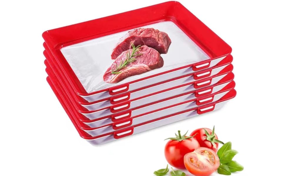 Food Preservation Tray With Stretch Cover, Food Plastic