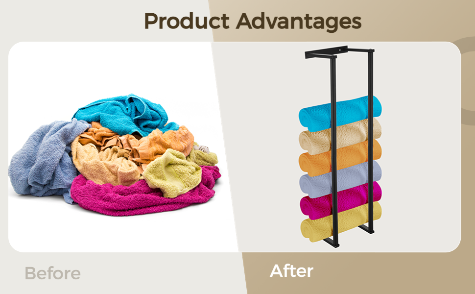 Bathroom Towel Holder Wall Mounted Towel Rack Rolled Up