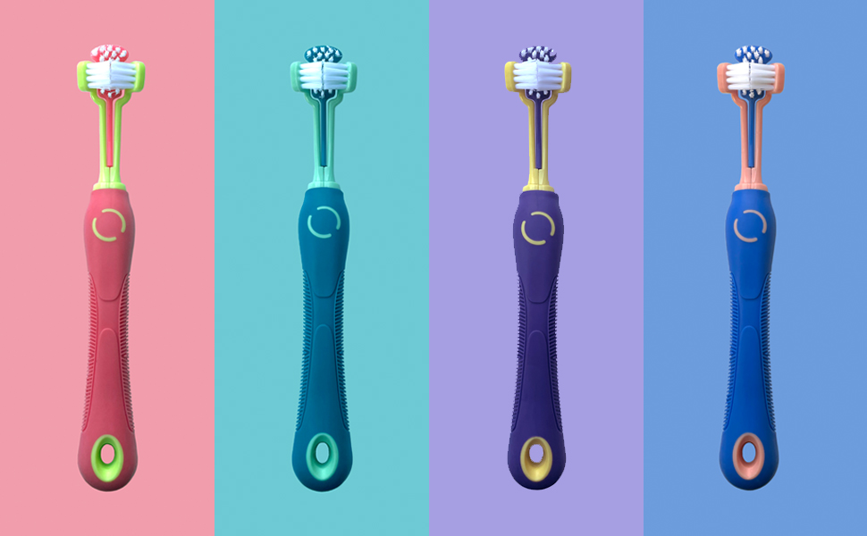 Three Sided Pet Toothbrushs Suitable for Cats and Dogs