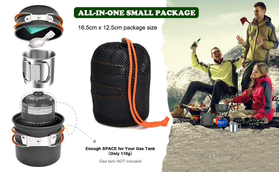 Odoland camping cookware mess kit for 1 people
