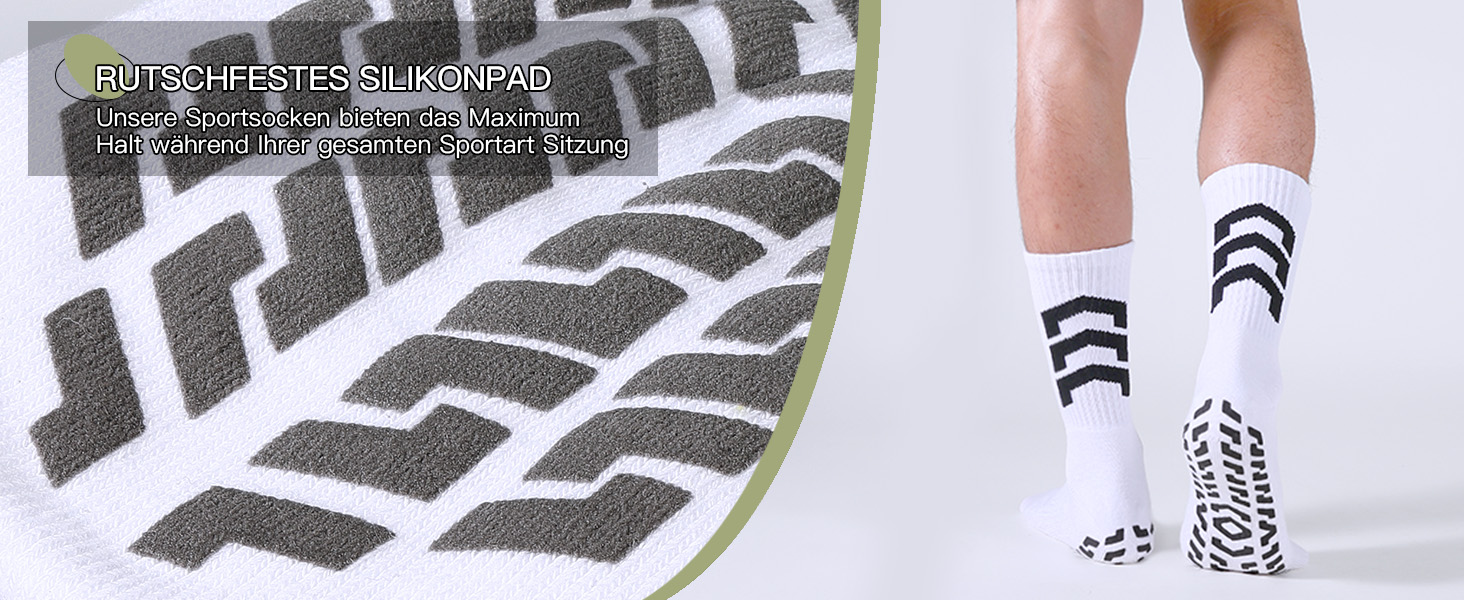 fußballsocken herren 39-42  Anti-Rutsch Pflanzlich Gegerbtes Silikon