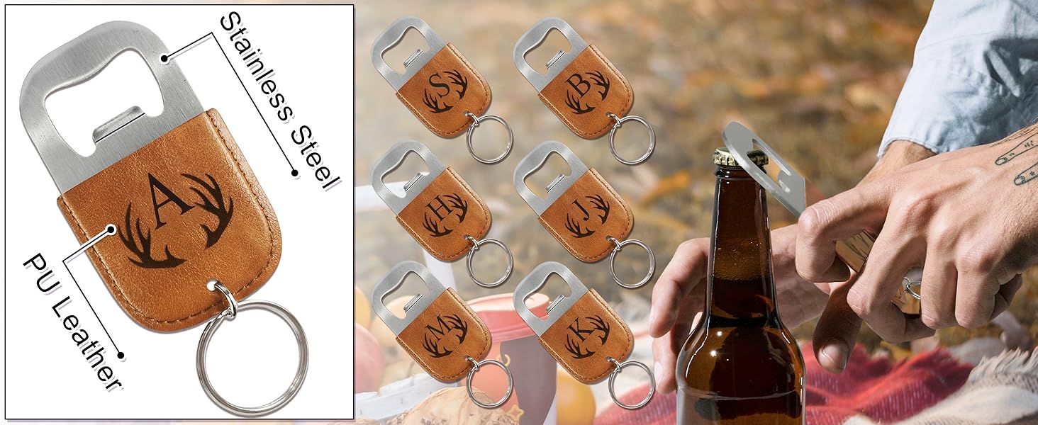 initial leather can cooler and bottle opener