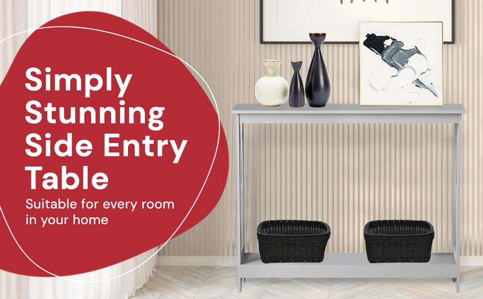 Safdie & Co. Gray Console Table, 2Layer Entryway Table