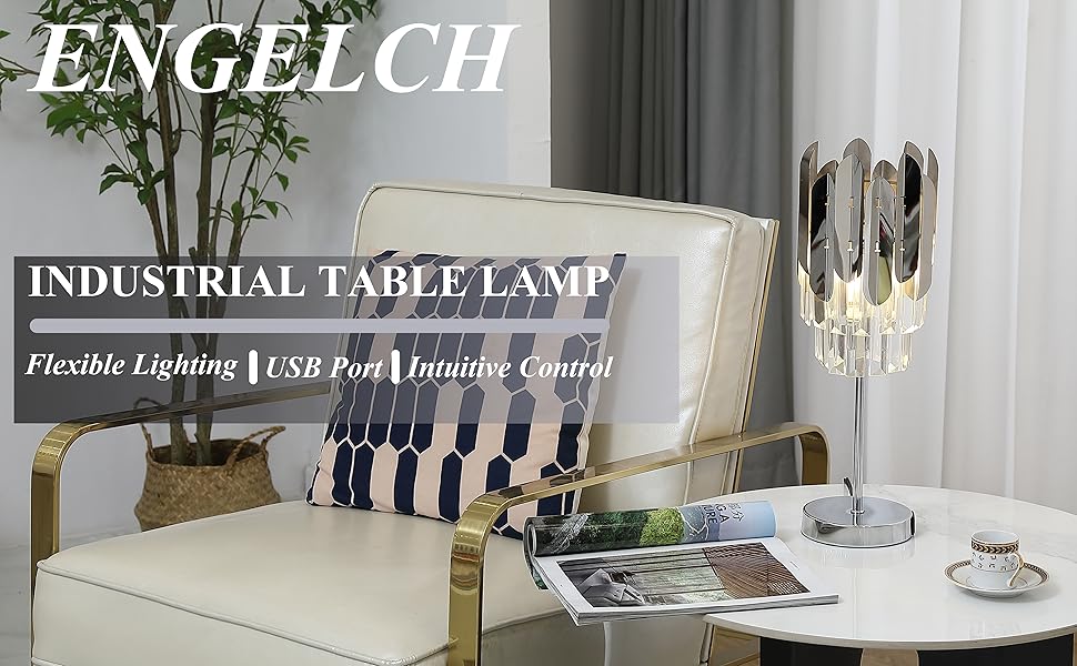 ENGELCH Crystal Table Lamp, Small Bedside Touch Control Crystal Desk