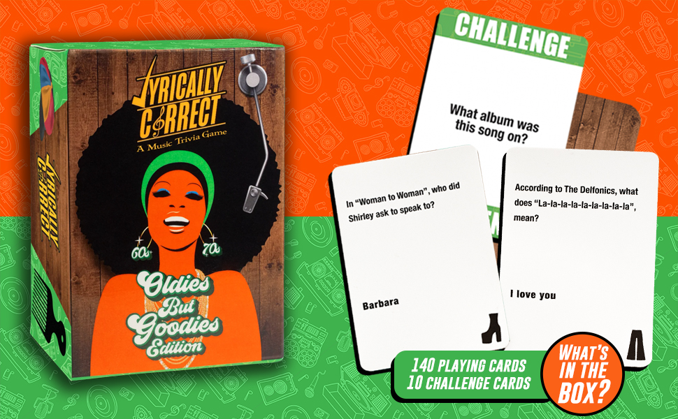 Retro Music Quiz, 60's 70's Oldies, Lyrically Correct Trivia Card Game