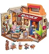 Rolife DIY Miniature House Kit 1:20 Scale Bookstore, Build Mini House Building Kit with LED Light...