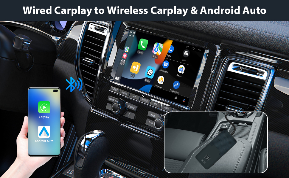 Rimoody Wireless Apple CarPlay Adapter Wireless Android Auto Adapter