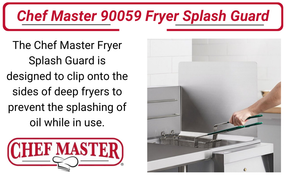 Chef Master 90059 Commercial Deep Fryer Splash Guard Stops Oil From