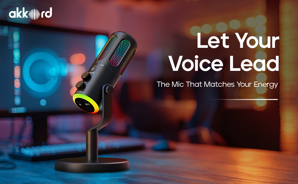 AKKORD USB Condenser Microphone with RGB Lights