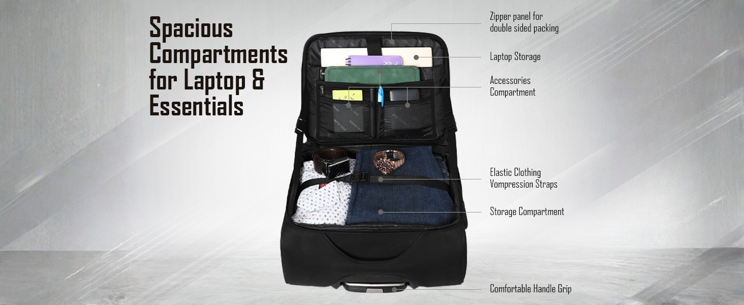 Kenneth Cole 8-Wheels Polyester Overnighter Trolley Luggage Bag | Fits 16" Laptop | Men & Women