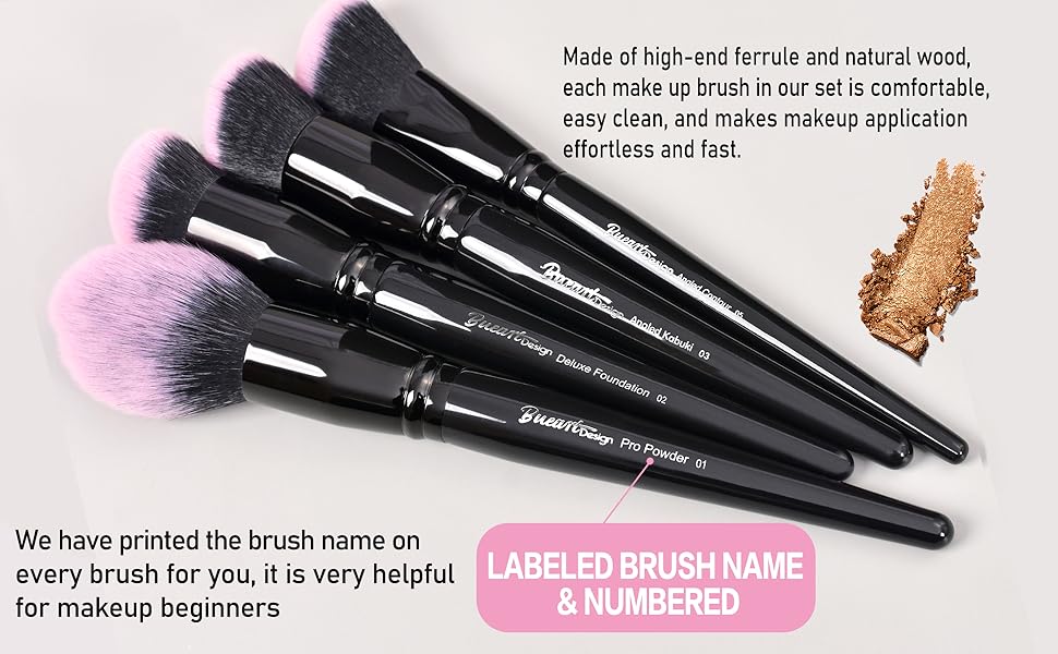 18Pcs Black labelled brushes set new version 2