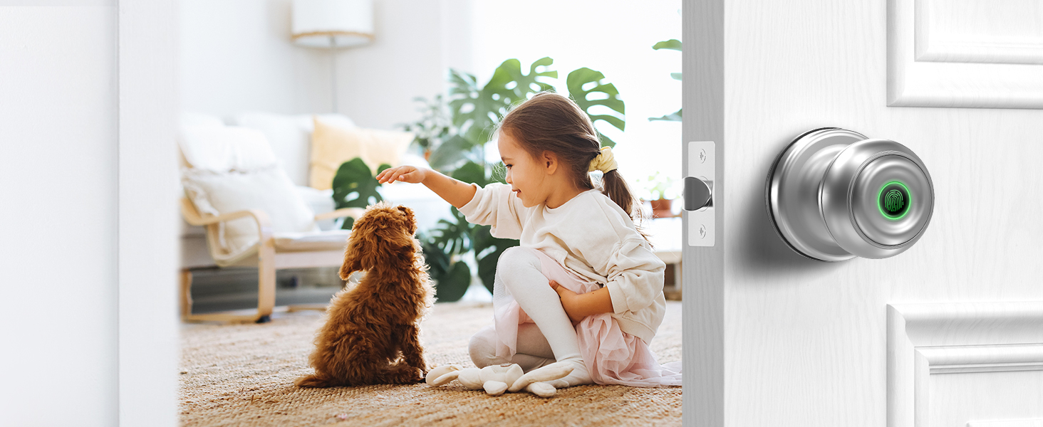 GeekTale Fingerprint Door Lock Smart Door Knob with App, Biometric Door