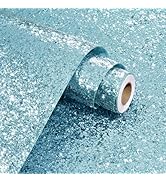 STICKEEP Shiny Blue Glitter Wallpaper Textured Chunky Glitter Contact Paper Peel and Stick Blue S...