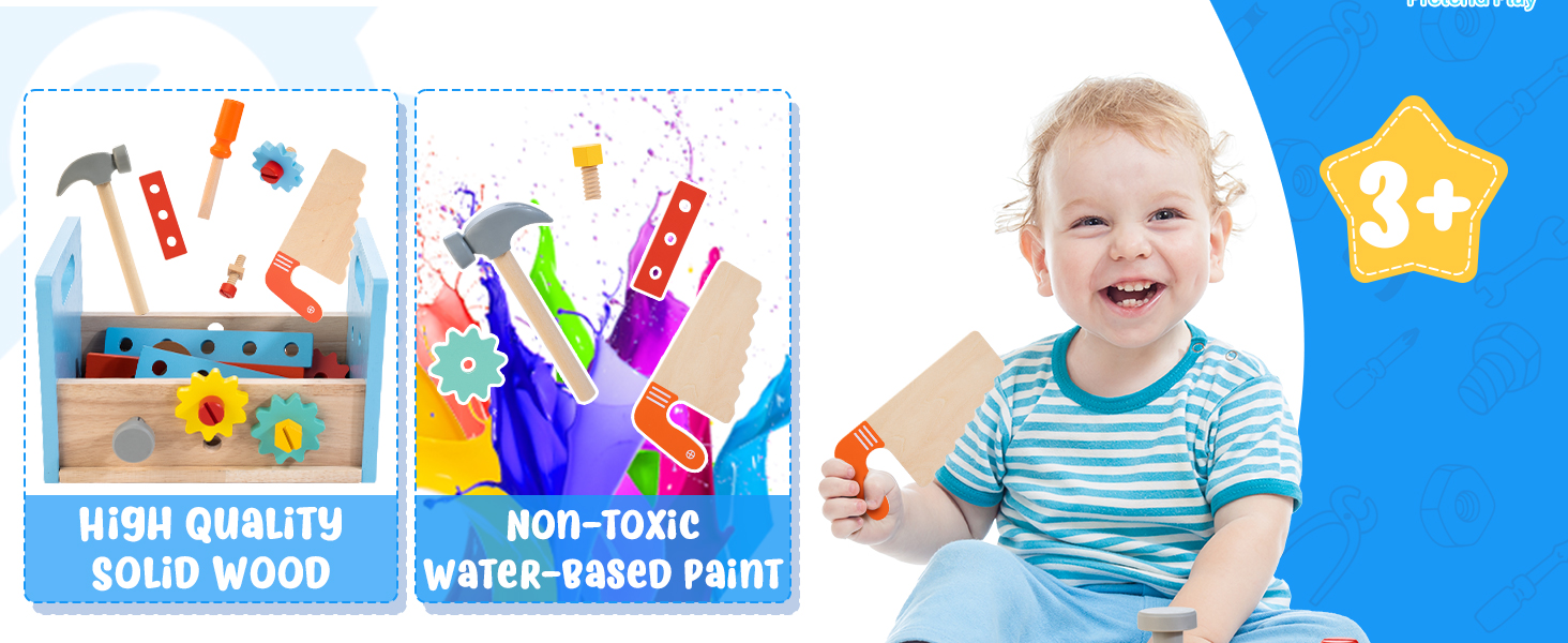 Bravmate Wooden Tool Set for Kids 25 Years Old 38pcs