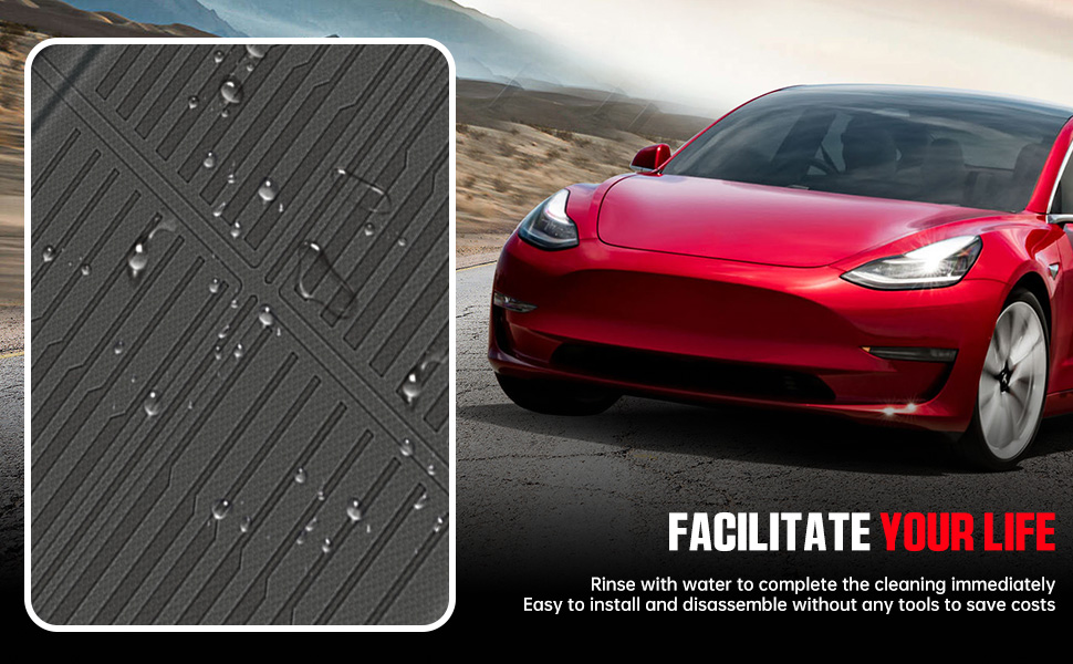 SHINJEW Floor Mats Compatible with Tesla Model 3 2023 2022 2021 ，TPE AllWeather